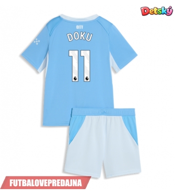 Lacne Dětský Futbalové dres Manchester City Jeremy Doku #11 2026-27 Krátky Rukáv - Domáci (+ trenírky)